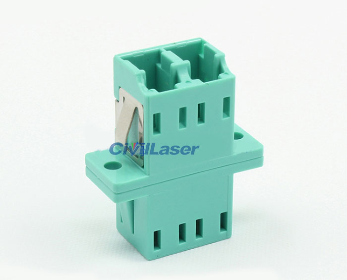 LC Multimode Double Core Cyan Plastic Fiber Optic Adapter